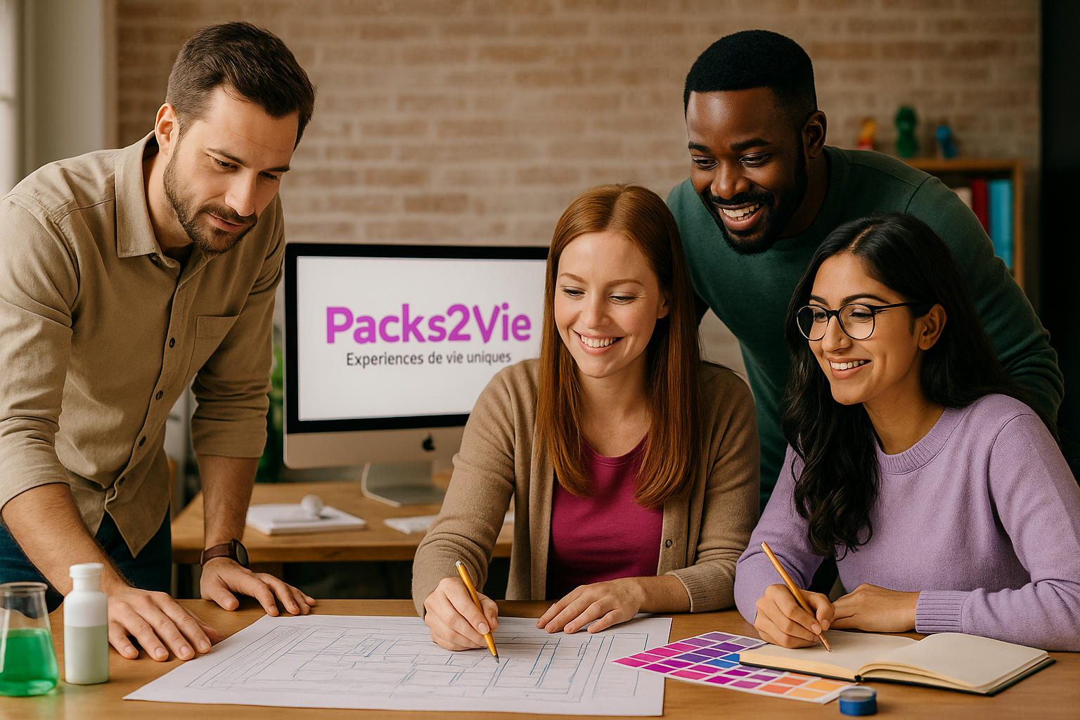 Équipe Packs2Vie préparant une expérience